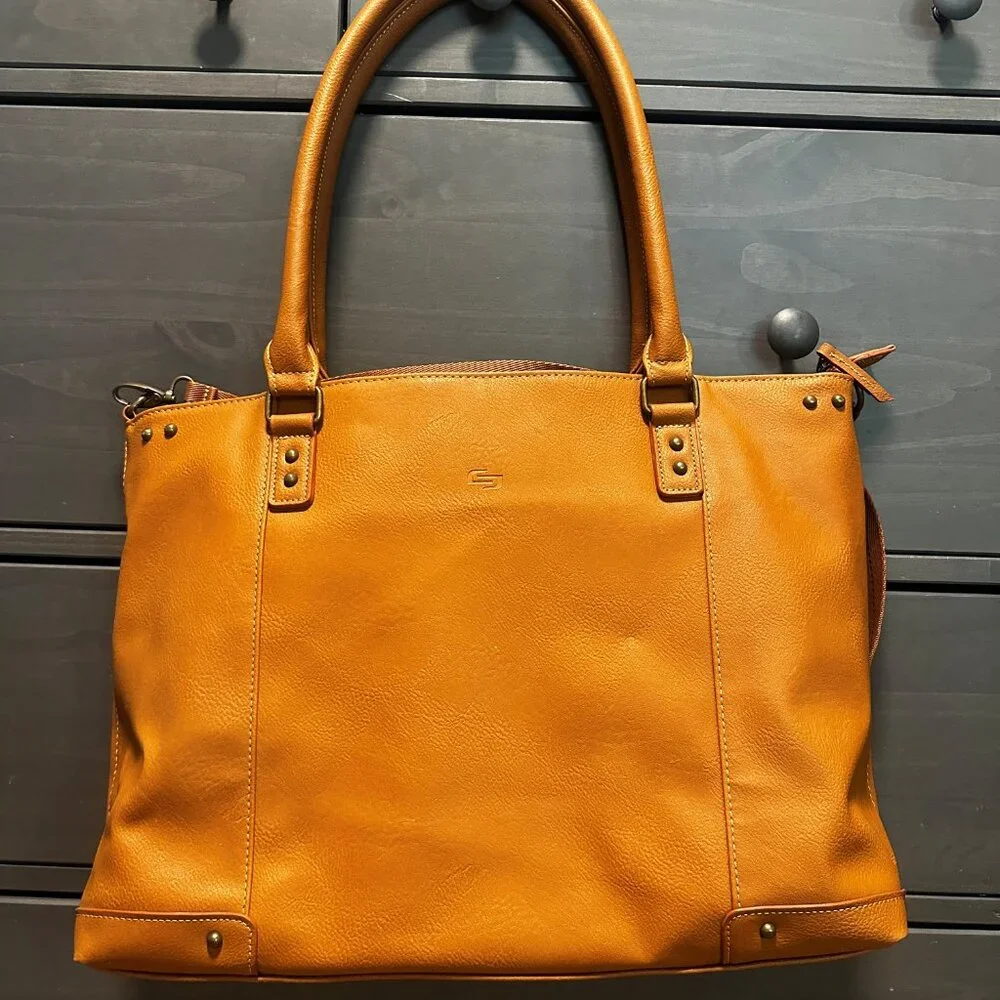 Tan Laptop Bag with Shoulder Strap